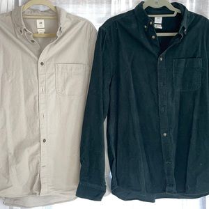 H&M Lot of 2 Men’s Corduroy Button Down Shirts - M